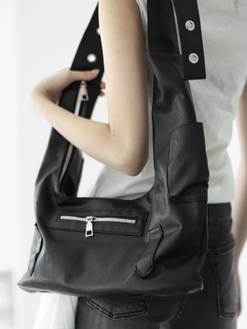 Knock Leather Belt Square Bag